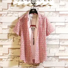 カラフルな綿素材の半袖シャツ【中国風・花柄・夏季用・ビーチリゾート】