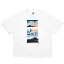 半袖T  シャツ ユニセックス 綿100% 浮世絵柄 神奈川沖浪裏 北斎 通気性 インスタ映え 夏