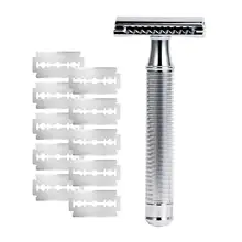 銅製ハンドル ステンレスのヴィンテージひげ剃り 二重刃 カミソリ 手動 ドイツ製