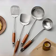 316ステンレス製 厚手フライ返し・お玉・こし器・焼きヘラ・炒めヘラの家庭用調理器具セット