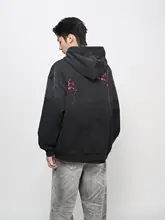 パーカー メンズ 厚手 ウォッシュ加工 ダメージ加工 グラデーション カラーブロック アメリカン風 ストリート デザイン性 「Mz」