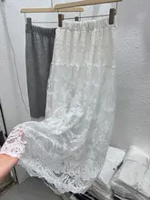 高級感ある国風レーススカート【ウエストゴム・シンプルデザイン・ロングタイプ】