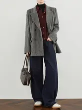 高腰のストレートデニムパンツ【ビンテージスタイル・フィット・春秋用】