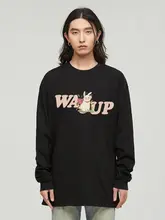 長袖Tシャツ ユニセックス クルーネック うさぎ柄 オーバーサイズ ルーズ お揃い カジュアル 春 秋 ストリート 「WASSUP HEODS」