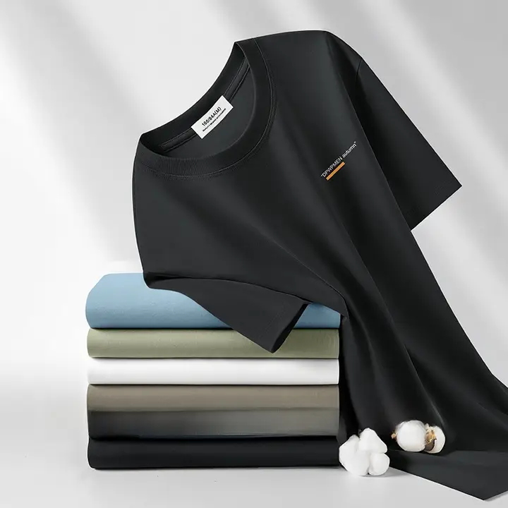 極上の柔らかさの高級コットン男性用半袖Tシャツ【白・防紫外線・速乾】