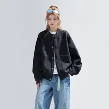 チェック柄のワッフルカーディガン【春用・女性用・ゆったりシルエット】