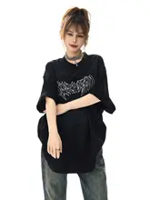 Damon Island オーバーサイズ刺繍入りTシャツ【ユニセックス・半袖・ウォッシュ加工】
