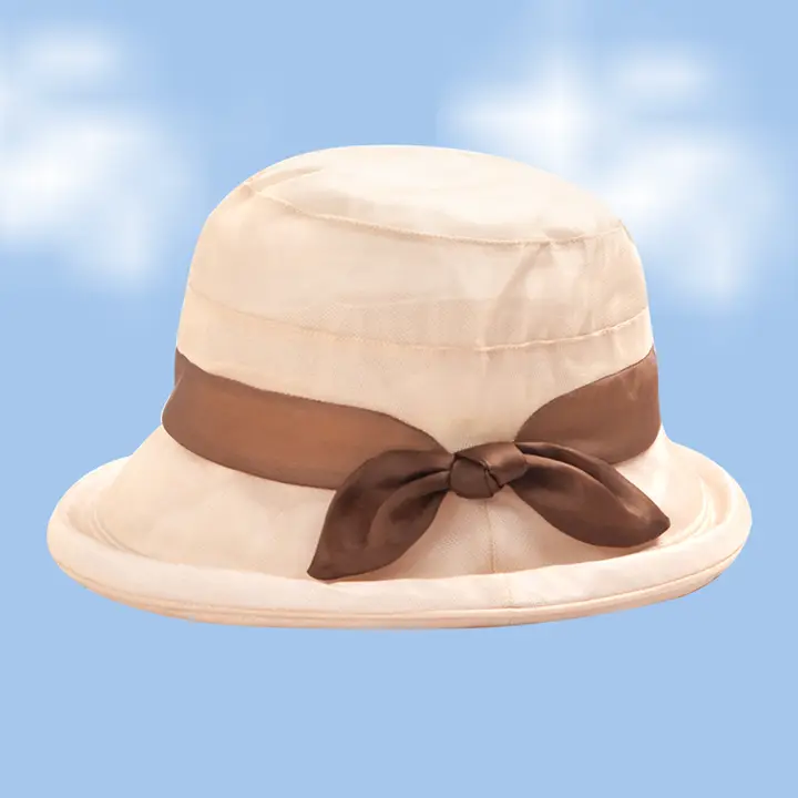 真丝桑蚕丝製のレディース夏用日除け帽子【涼感・フレンチスタイル】