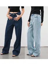 MsDidion ハイデンシティ コットン ワイドレッグ デニムパンツ【秋冬用・酵素水洗・ストレートデザイン】