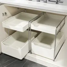キッチン下水槽用多機能引き出し式二段調味料収納ラック【分層収納・カウンター内専用】