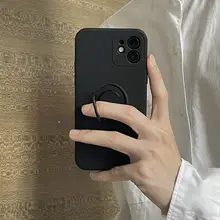 スマホケース リングスタンド付き シンプル ソフト 衝撃吸収 全周囲保護 iPhone対応