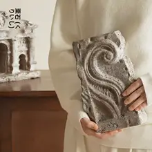 古代ローマ風洞石建築の彫刻置物【侘び寂びのインテリアアート】