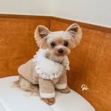 GINGERAIN 暖かいフリース素材のパジャマ【ヨークシャーテリア・小型犬用・ボタン付き・保温】