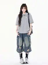 アメリカンビンテージストライプ切替ポロ襟半袖Tシャツ【ユニセックス・フィット】