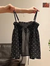 黒のノースリーブ美背キャミソール【波点模様・女性用・修身デザイン】（セットアップ対応）