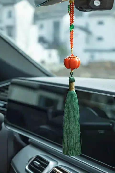 陶器製 柿デザインの車用飾り【高級感・景徳鎮製】