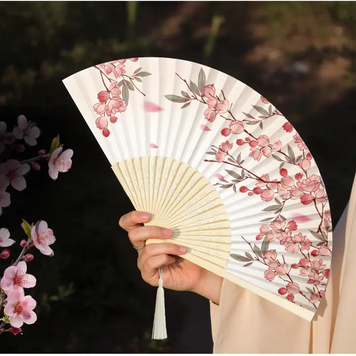子供用 折りたたみ竹扇子【中国風・夏用・舞踊・ポータブル】