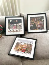 クリスマス冬のライトカートゥーンデコレーションアート【リビングルーム用・ソファ背景・ウォールアート】