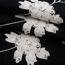 日本製立体刺繍綿クレープ生地