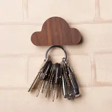ウォールマウント式くるみ材のキーホルダー【強力マグネット付き・収納ラック】