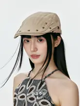 トレンドスタッズ付きキャスケット【ヴィンテージ風・女性用・ショートブリム】