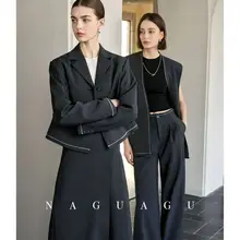 春季通勤に最適！ノーウールとライカ混合のスーツ【女性用・ジャケット＋パンツ】（セットアップ対応）