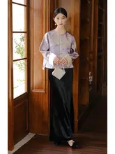 国風デザインサテン外套【春用・デザイン織り・新中式】