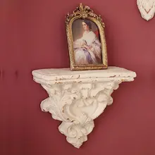 白色の彫刻入りフレンチスタイル壁掛けキャンドルホルダー【レトロデザイン・装飾棚】