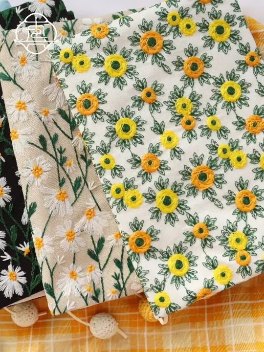 刺繍デザインのハンドメイド布製手帳カバー【A5・A6対応】（セットアップ対応）