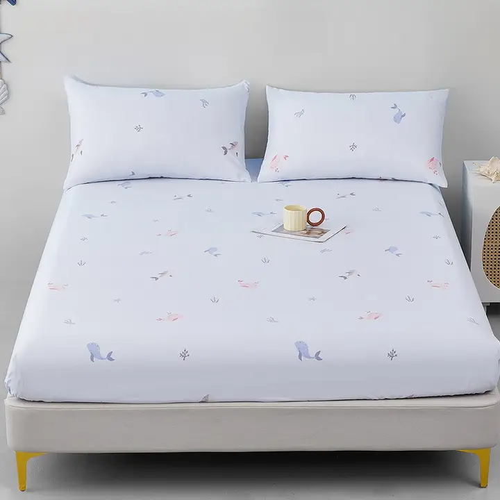 水星寝具 100%純綿ベッドマットカバー【抗菌・ダブルサイズ・宿舎用】