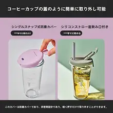 ストロー付き ガラスコップ 韓国製 家庭用 冷水用 密閉不可キャップ「Glasslock」