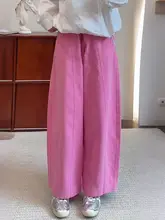 ピンクフラワーバルーンパンツ【感・梨型体型向け・ワイドレッグ】（セットアップ対応）