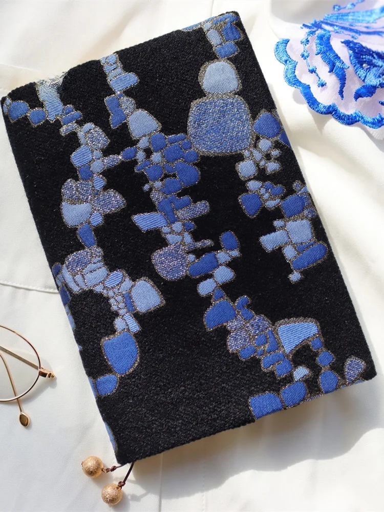 水の元素 A5手帳：布製刺繍デザインで実用性と美しさを両立
