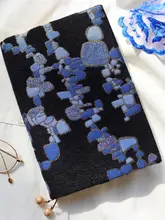 水の元素 A5手帳【ブルー・刺繍デザイン・手作り】