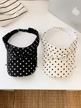 サンバイザー レディース 韓流 水玉 蝶結び 大きいサイズ 小顔効果 UVカット アウトドア 夏