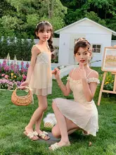おしゃれな親子用水着【母娘向け・スカートデザイン・ワンショルダー・高いデザイ ン性】（セットアップ対応）