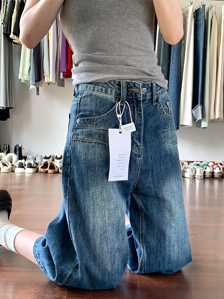 アメリカンヴィンテージ風 七分丈ワイドレッグデニムパンツ：カジュアル・クロップドスタイルの実用性とサイズ選びのガイド
