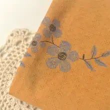 秋用 ゼンスタイル長袖ローブ用生地【暗土色・藍色プリント・ポリエステルコットン】【衣料用・漢服用】