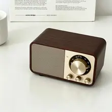コンパクトなレトロウッドBluetoothスピーカー【ポータブルFMラジオ・パソコン用・誕生日ギフト】