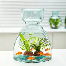 スペイン製 ガラスの小型水槽【オフィス用・クリアデザイン・金魚と亀に最適】