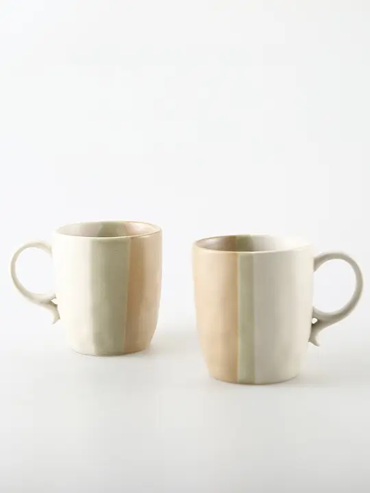 KULE HOME 和風レトロ陶器マグカップ【家庭用・コーヒー・大容量】
