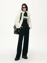 高腰ダブルボタン保温スリムストレートパンツ【冬用・長ズボン・レディース】（セットアップ対応）