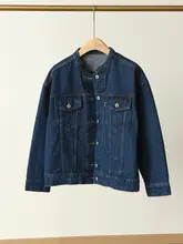 レトロコットンゆったりデニムジャケット【長袖・大きいサイズ対応】（セットアップ対応）