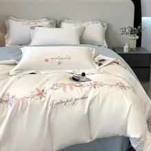 160本糸使用の純綿4点セット掛け布団カバー【全棉・ロングパイル・ベッドシーツ付き】