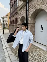 シンプルでしたデザイン！ブルーのカラーシャツ【メンズ・デザイン襟・カジュアル】