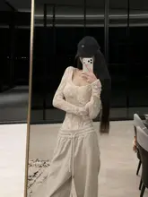 レースボディースーツ【女性用・長袖・白・スタイリッシュデザイン】（セットアップ対応）