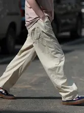 春夏用 薄手ストレートカジュアルパンツ【デザイン感あるプリーツ＆コットン素材】（セットアップ対応）