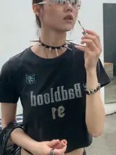 水洗い加工のレトロスタイルTシャツ【ショート丈・ダイダイ染・カジュアル】
