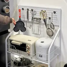 キッチンキャビネット 移動式鍋  具収納ラック【多段・大容量・小型家電用】