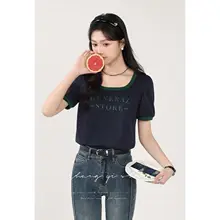 魅力的なデザインのカラーコンビネーションTシャツ【女性用・クルーネック・ショートスリーブ】